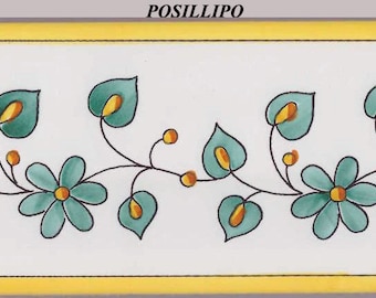 Piastrelle della metropolitana, set di 20 bordi di piastrelle decorative italiane dipinte a mano 20x10 cm (8x4 pollici)