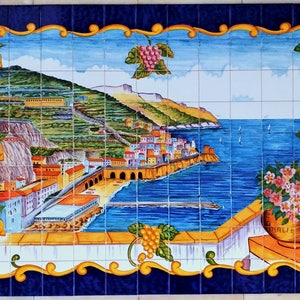 Amalfi Coast Italy Decor, Large Wall Murals, Unique Tiles, Italian Home Decor Wall Art, Beach House Backsplash Decor, Colorful Wall Art