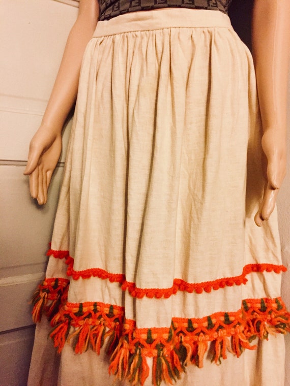Vintage "Seniorita" Maxi Skirt // Orange, Yellow … - image 1