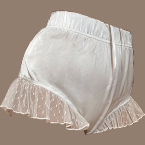 Lace Ruffle Off White Silky Booty Shorts