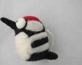 Needle Felted Woodpecker Ornament