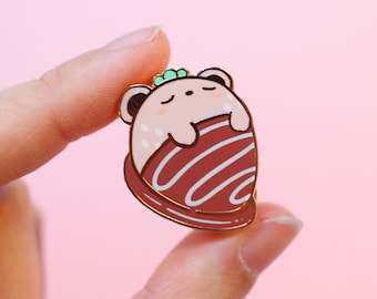 Chocolate-coated Strawbeary Enamel Pin