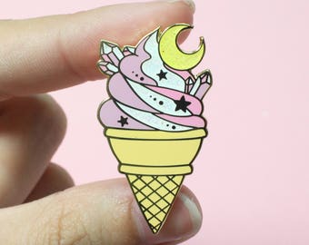 Intergalactreat: Crystal Moon Soft Serve [Pink Edition] - Hard Enamel Pin