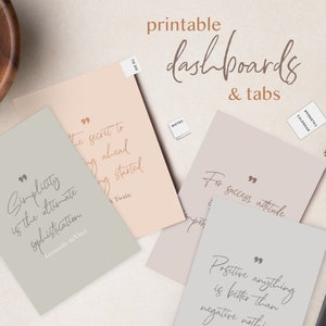 Printable Dashboard Dividers and Tabs - Quotes  | A4, A5, Letter, Half Letter Planner Inserts