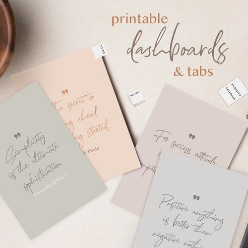 Printable Dashboard Dividers and Tabs Quotes A4 A5 | Etsy