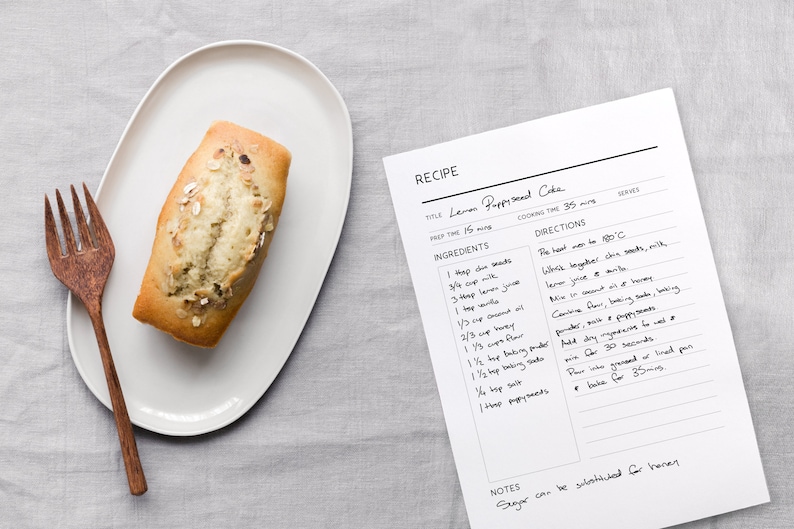 Printable Recipe Card | A4, A5, Letter, Half Letter Planner Inserts - Etsy