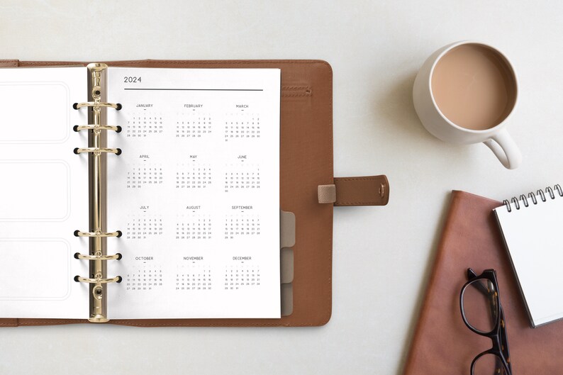 2024 Printable Year at a Glance Calendar A4 A5 Letter - Etsy Australia