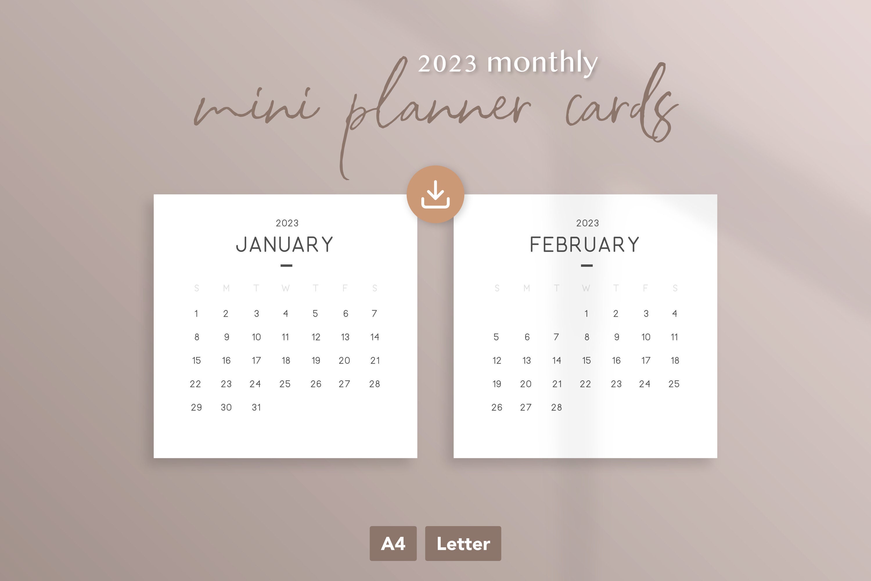 2023 Printable Mini Monthly Planner Cards A4 A5 Letter - Etsy