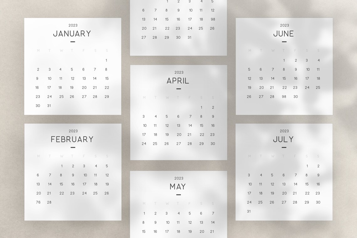 2023 Printable Mini Monthly Planner Cards monday Start A4 Etsy