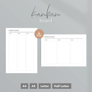 Druckbares Kanban Board | A4, A5, Letter, Half Letter Planer Einlagen