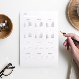 2024 Printable Year at a Glance Calendar A4 A5 Letter - Etsy Australia