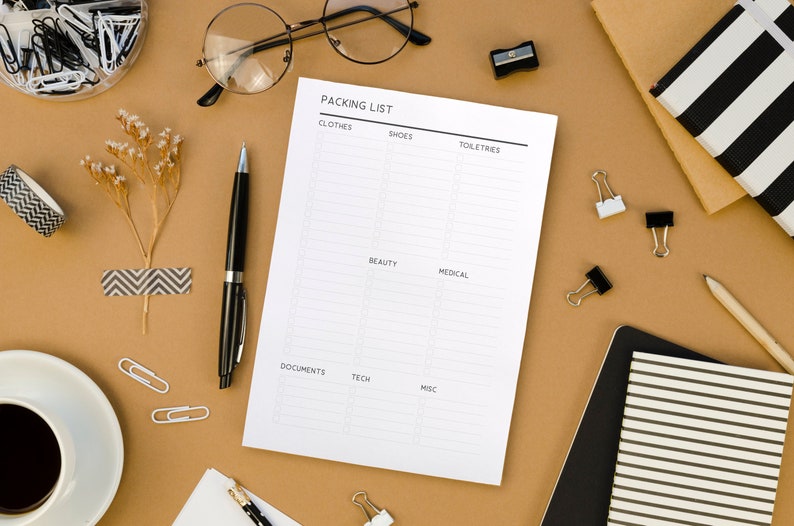 Printable Packing List | A4, A5, Letter, Half Letter Planner Inserts - Etsy