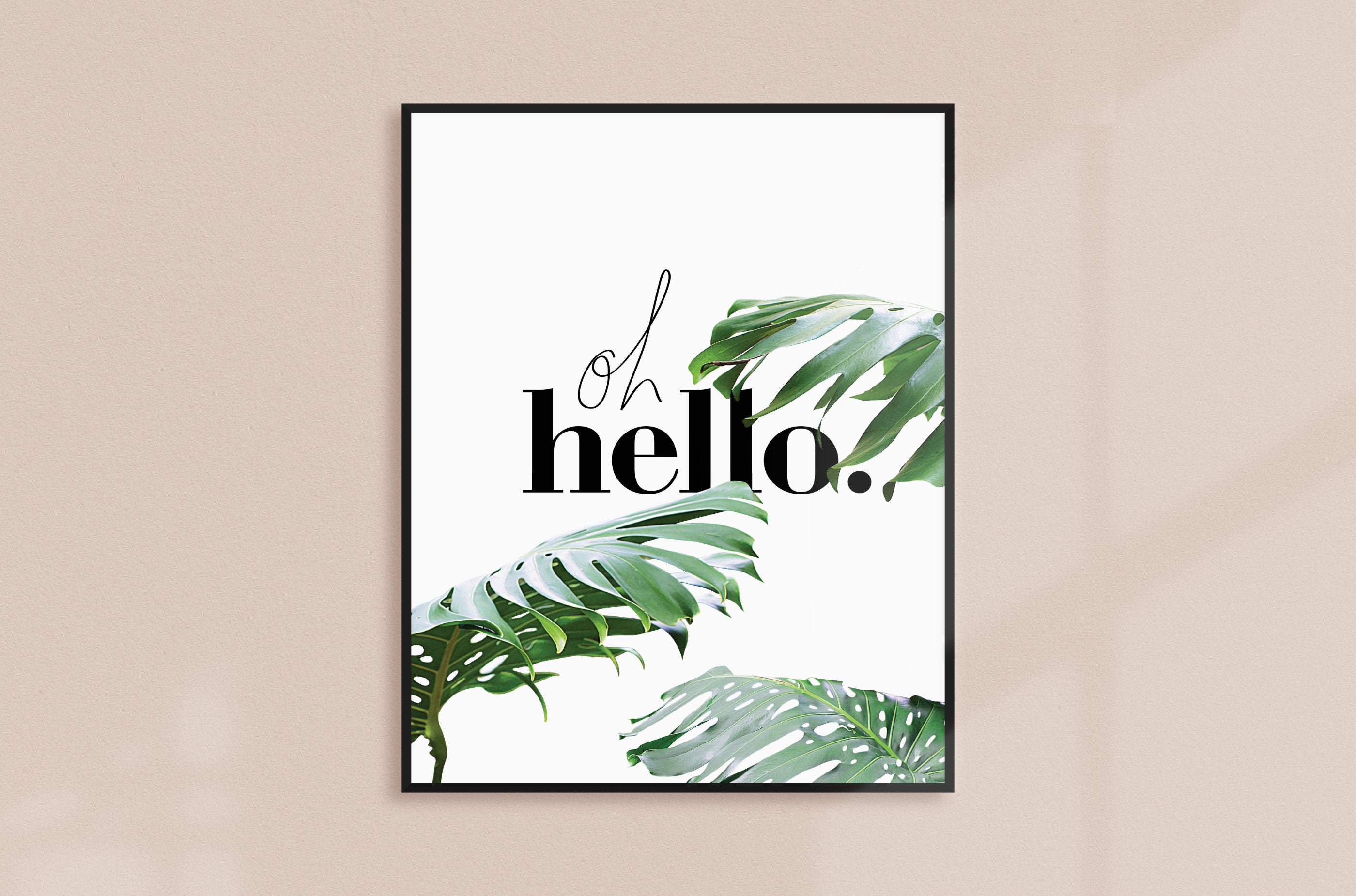 Oh Hello Poster Printable Wall Art, Typographic Art, Instant Download