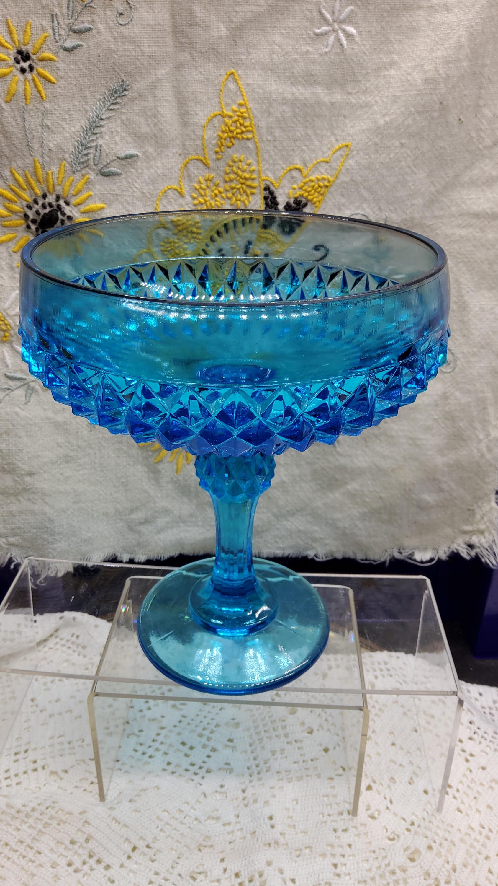 Indiana Glass Diamond Point Blue - Etsy