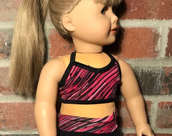 18 Inch Doll Clothes | Black and Pink Yoga Pants and Sports Bra