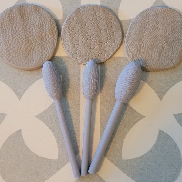Set of Three Texture Sticks for Clay Art | Set C: Scales And Ridges | Polymer Clay Tool