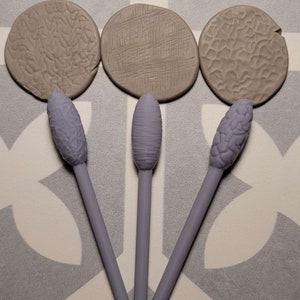 Set of Three Texture Sticks for Clay Art | Set B: Squiggles and Lines | Polymer Clay Tools