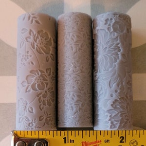 Set of Three Texture Logs for Clay Art | Set B: Florals | Polymer Clay Tools | Texture Rollers