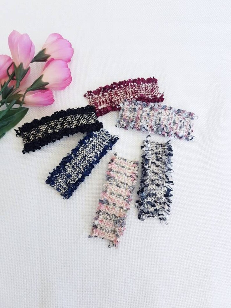 8cm Designer Hair Clips Simple Hair Clips Tweed Ribbon Etsy