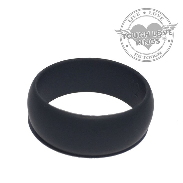 TOUGH LOVE - Solid BLACK (Wide band, 8.7mm) - Premium Silicone Wedding Rings