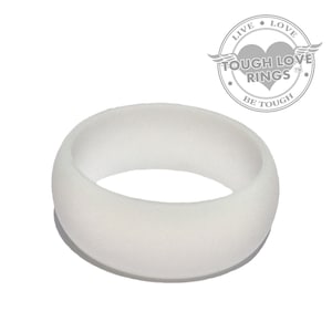 TOUGH LOVE - Solid WHITE (Wide band, 8.7mm) - Premium Silicone Wedding Rings