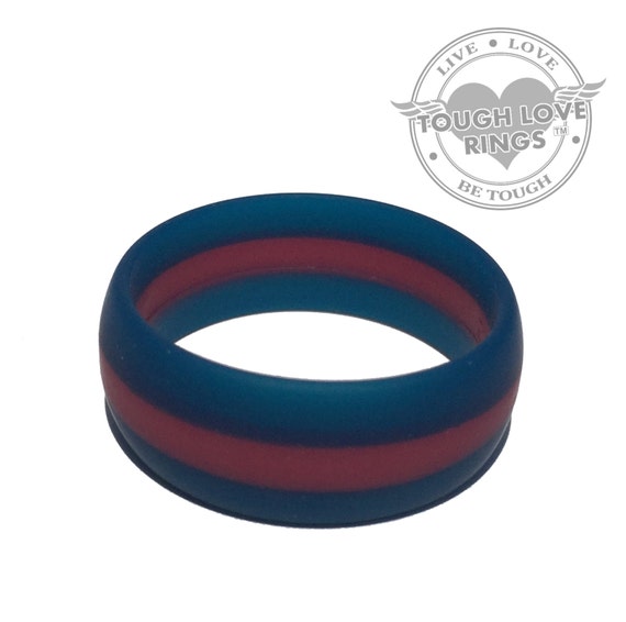 TOUGH LOVE Navy With Thin Maroon Line wide Band 8.7mm Premium