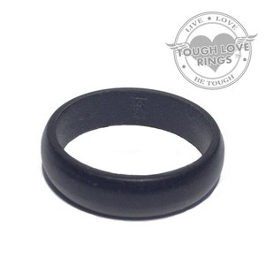 TOUGH LOVE - Solid BLACK (Thin band, 5.5mm) - Premium Silicone Wedding Rings