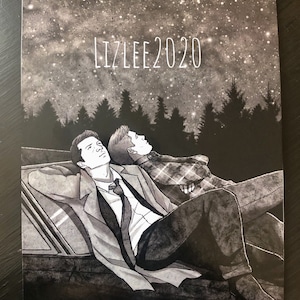 Impression de carte postale d'observation des étoiles de Destiel