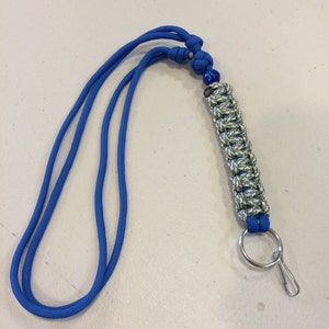 Blue/Titanium Sequenced Camo Adjustable Paracord Lanyard