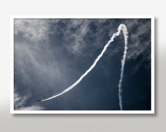 Contrail Art Print, Aircraft Vapor Trails, Aviation Home Decor