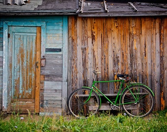 GRANERO Y BICICLETA, Arte de la naturaleza, Foto rústica, Impresión rústica, Decoración de la cabaña, Arte de la cabaña, Impresión de la granja, Decoración vintage, Decoración industrial, Bicicleta