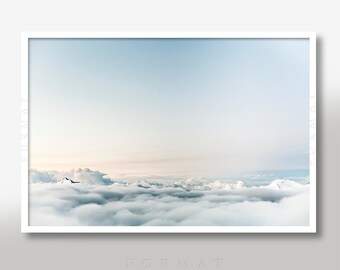 CLOUD KISSING SUMMITS, Clouds Prints, Blue Sky Photos, Mountain Summit, Cloudscape, White Theme Art, Clouds Horizon, Cloud Photography