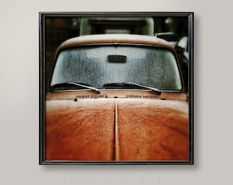 SQUARE - Vintage Car, Beetle, Volkswagen Beetle, VW Beetle, Rusty Car, Classic Car, Large Photo Print, Rustic Art, Rustic, Vintage Decor