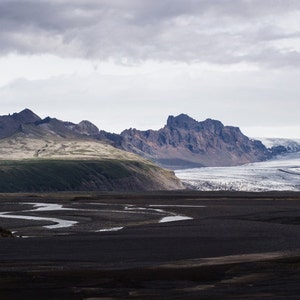 ICELAND GLACIER, Icelandic Landscape, Iceland Photo, Iceland Print, Icelandic Glacier, Iceland Terrain, Rugged Countryside, Brown and White image 5