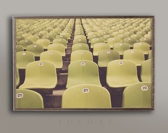 Yellow Stadium Seats Fine Art Photo, Grandstand Print