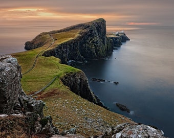 LIGHTHOUSE ISLAND, Landscape Photography, Picture of Paradise, Heaven on Earth, Rugged Landscape, Rustic Style, Coastal, Scotland, Decor