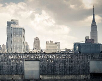 PIER 76 NYC, Cityscape, Skyscraper, Marine & Aviation, Geographic Print, American Photography, Buildings, Architecture Print, Wall Art Decor