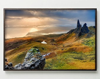 Fotografía de paisaje escocés, decoración rústica de las Tierras Altas