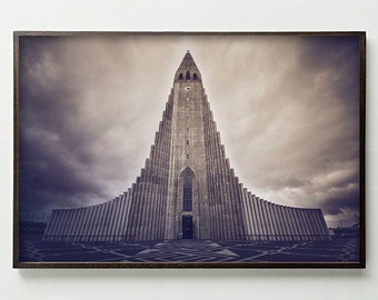 CHURCH OF HALLGRIMUR, Church of Iceland, Urban Photography, Architecture Print, Iceland Photography, Clock Tower, Iceland Iconic Church