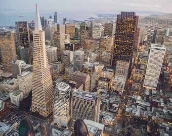 SAN FRANCISCO SKYLINE, Cityscape, Skyscraper, Transamerica Pyramid, American Photography, Buildings, Architecture Print, Sfo Aerial View