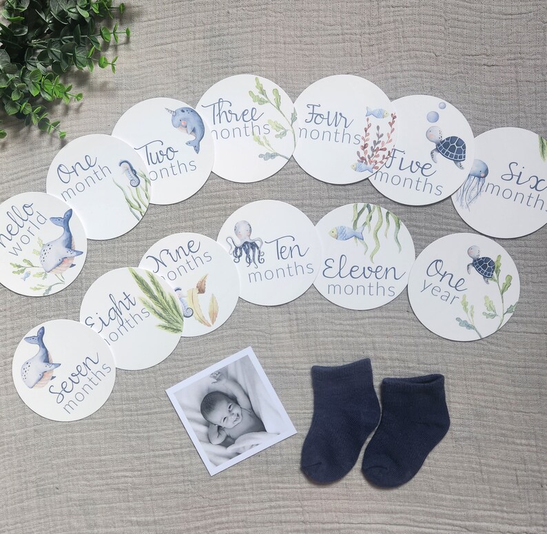 Round Baby Milestone Cards - Under the Sea - Etsy Australia
