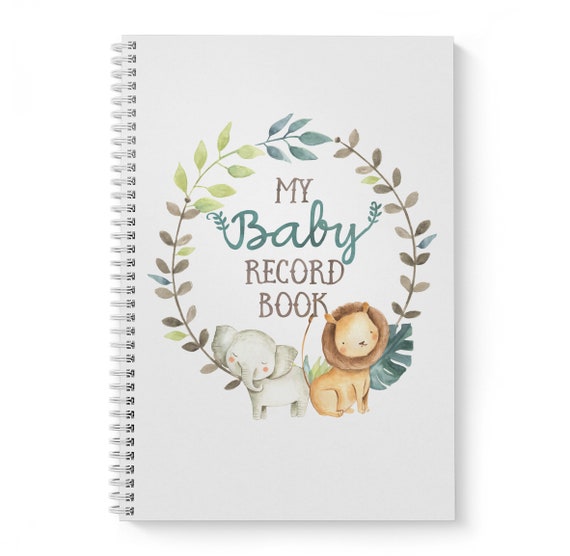 Safari Jungle Watercolour Baby Record Book - Gender Neutral - Birth to 5 Years