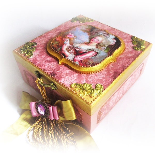 Boîte à bijoux Boîte Marie-Antoinette Boîte souvenir maquillage Boîte rembourrée