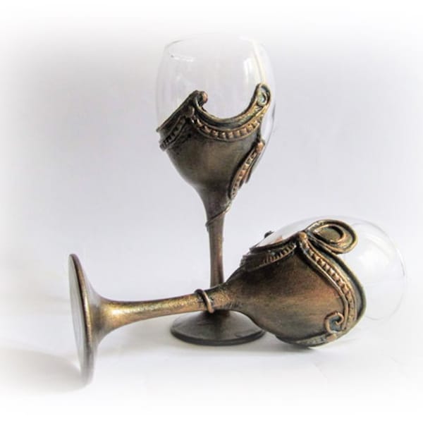 Antique Wine Goblets Bronze Wine Glasses Wedding Gift Toasting Glass