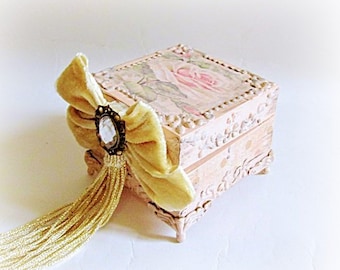 Romantic French Chic Box Shabby Chic Box Trinket Box Ring Earring Box