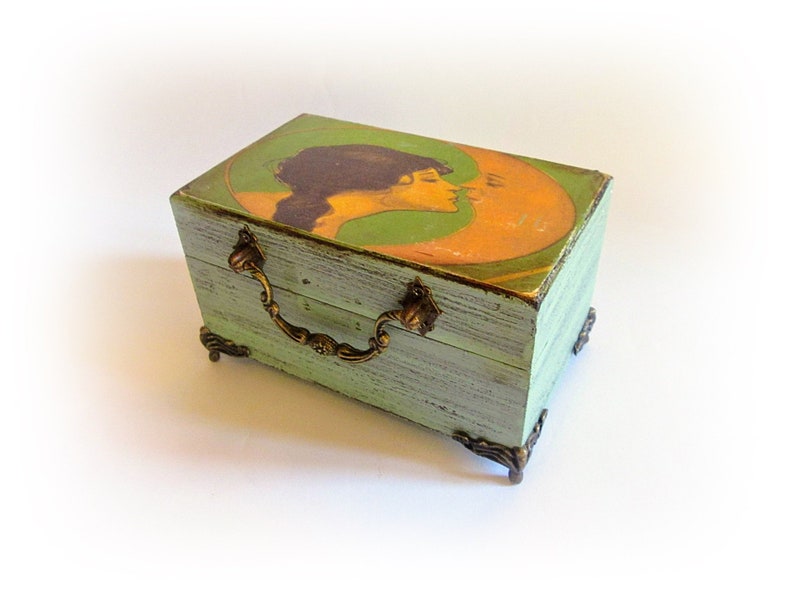 Vintage Jewelry Box Trinket Box Gift for Her Bridesmaid Gift Love You to the Moon Birthday Gift Art Nouveau Box