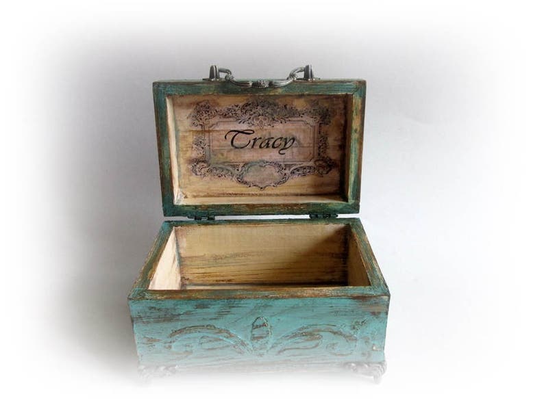 Peacock Box Jewelry Box Shabby chic Box Peacock Gift Trinket Decoupage Box image 2