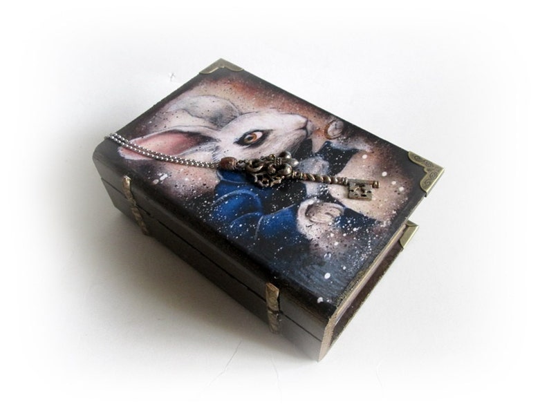 Белый Кролик Книга Box Алиса в стране чудес ювелирные изделия 4 - изображен...