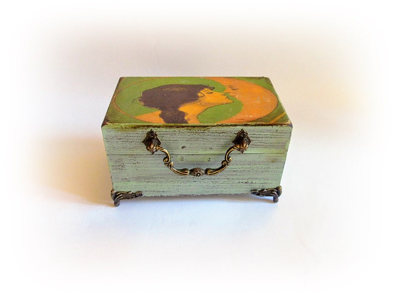 Vintage Jewelry Box Trinket Box Gift for Her Bridesmaid Gift Love You to the Moon Birthday Gift Art Nouveau Box