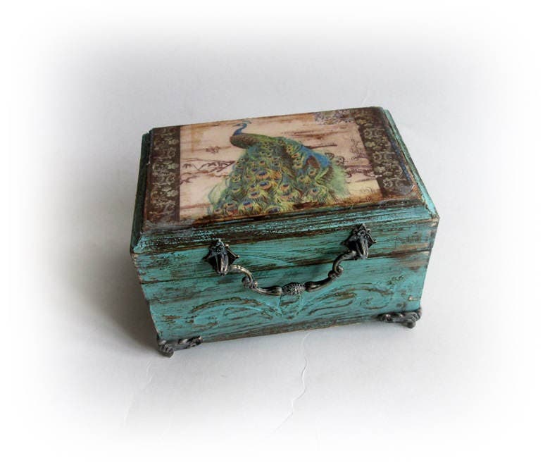 Vintage Peacock Box Peacock Jewelry Box Shabby chic Box Etsy